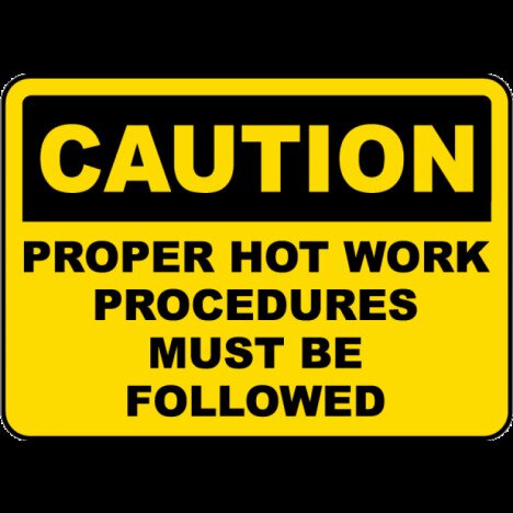 Proper Hot Work Procedures Sign